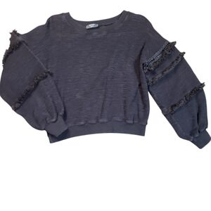 VICI Black Textured Sweater with Fringe Details 100% Cotton Size Small